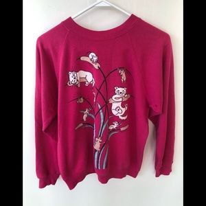 Vintage Cat Raglan Sweatshirt 1987 Hanes M